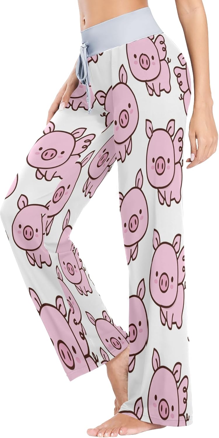 パジャマ レディース 2点セット 綿 長袖 ロングパンツルームウェア セットアップ ナイトウェア 入院 産後 部屋着 寝巻き おしゃれ ゆったり  カジュアル SUABO レディース イエロー デイジー パジャマ ボトム、ひまわり ドローストリング ロング パジャマパンツ カジュアル ワイド