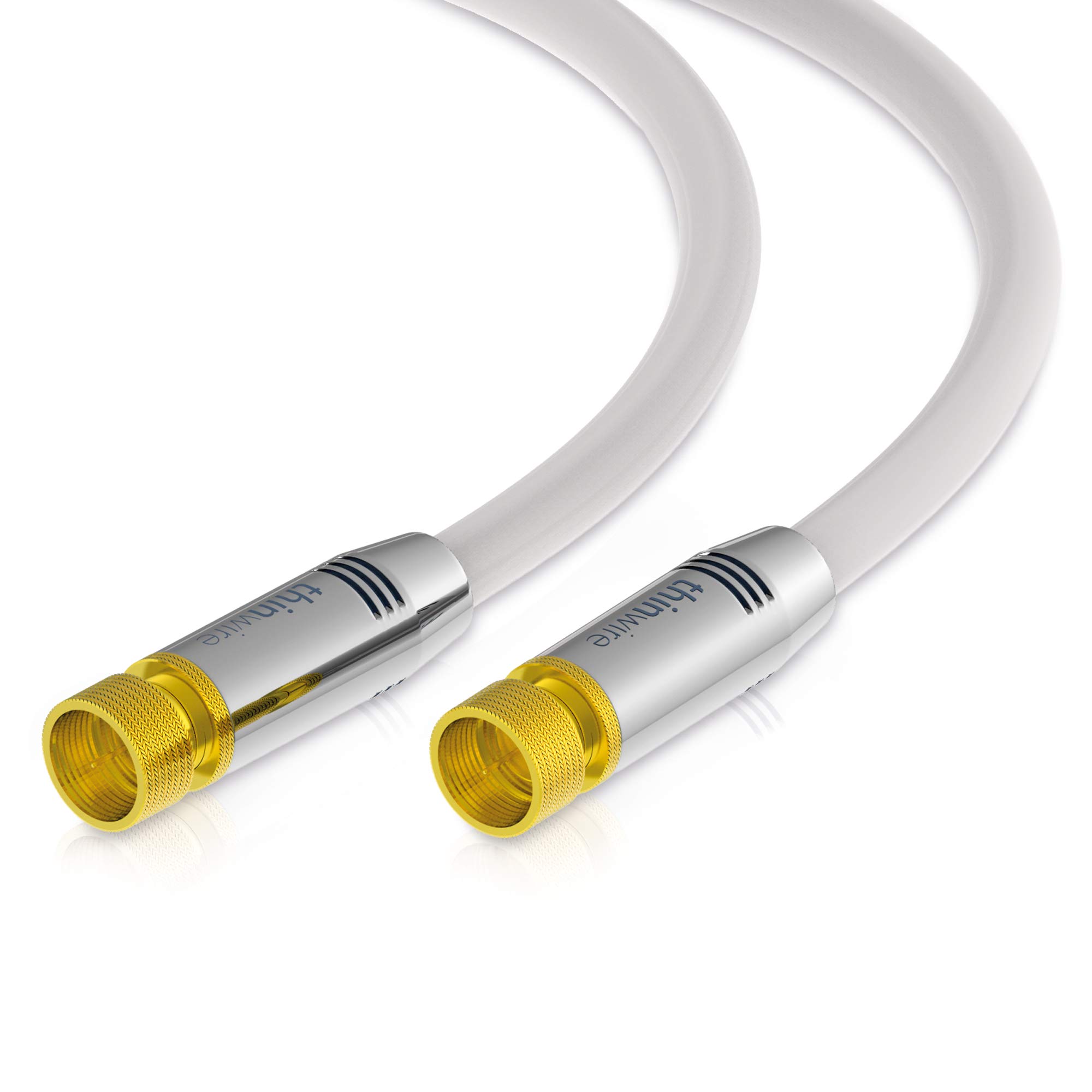 conecto thinwire Premium HDTV SAT kabel przyłączeniowy (kabel koncentryczny, wtyczka F - wtyczka F), metalowy, pozłacany, biały, 3,00 m
