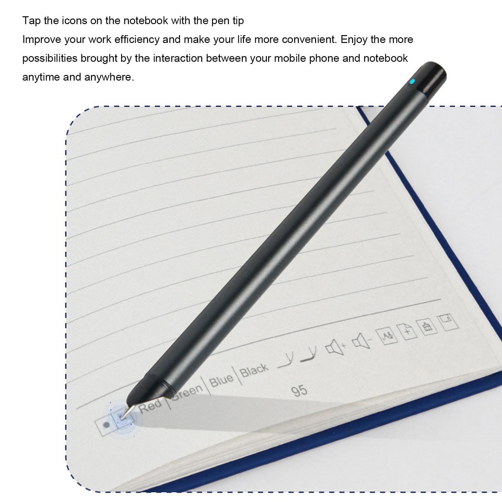 Bewinner Smart Pen Notebook Set, Notebook Elettronico del Blocco Note Digitale con Scrittura a 360 Gradi AI Drawing OCR Sincronizzazione in Tempo Reale per Smartphone e Tablet (Pattern lino blu)