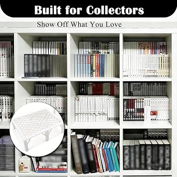 2-Pack Shelf Riser Compatible with IKEA KALLAX Insert, Heavy Duty Metal Book Riser for Manga & DVD Display, No-Sag Reinforced Shelf Step Stand to Maximize Cube Storage Space Moroccan Style
