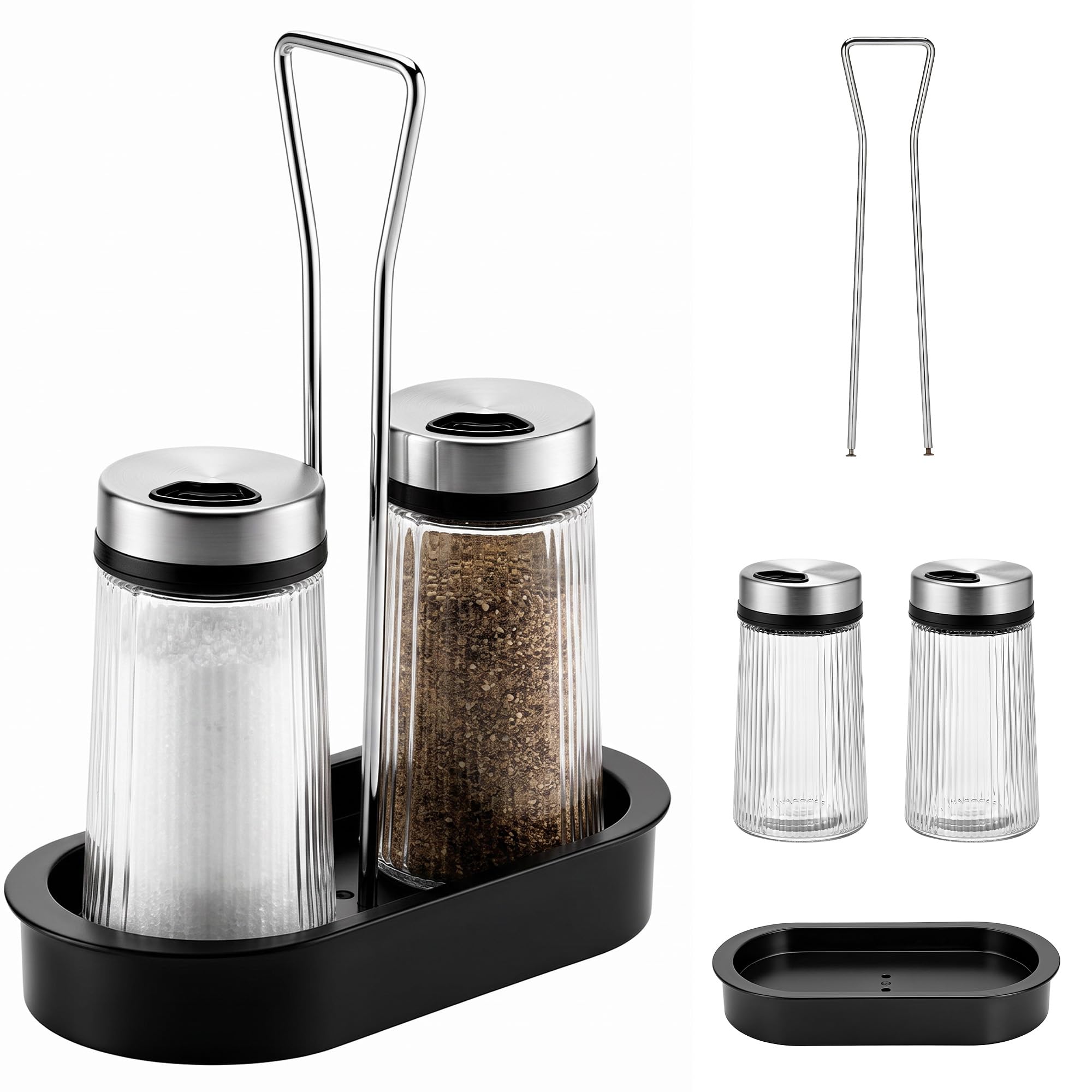 TranRantic Salt and Pepper Shakers Set, 2 Piece 200ml Salt Shaker with Lid