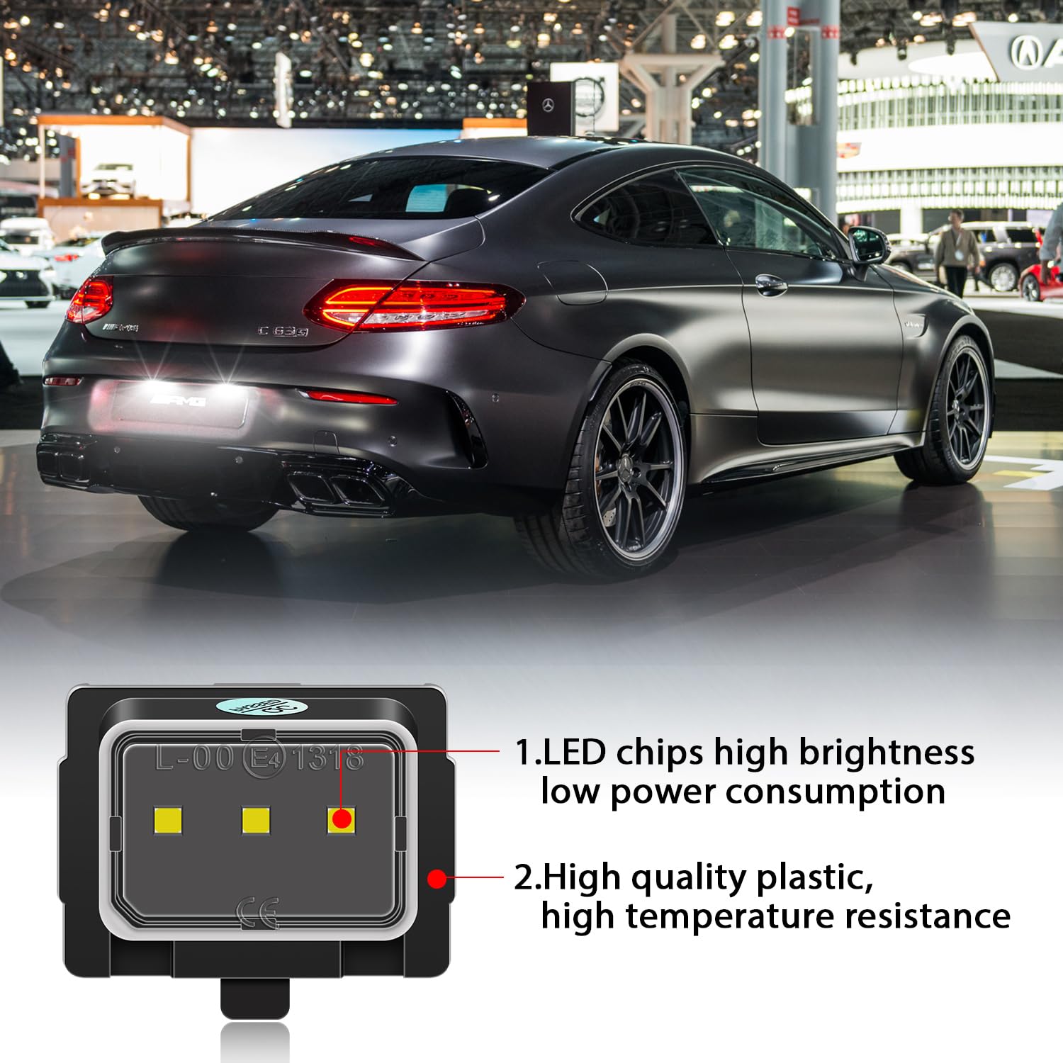 WinPower Oświetlenie tablicy rejestracyjnej LED Numer Białe żarówki kompatybilne z W204 W205 W216 W218 W212 W213 W221 W222 W223 W231 CLA, 2 sztuki