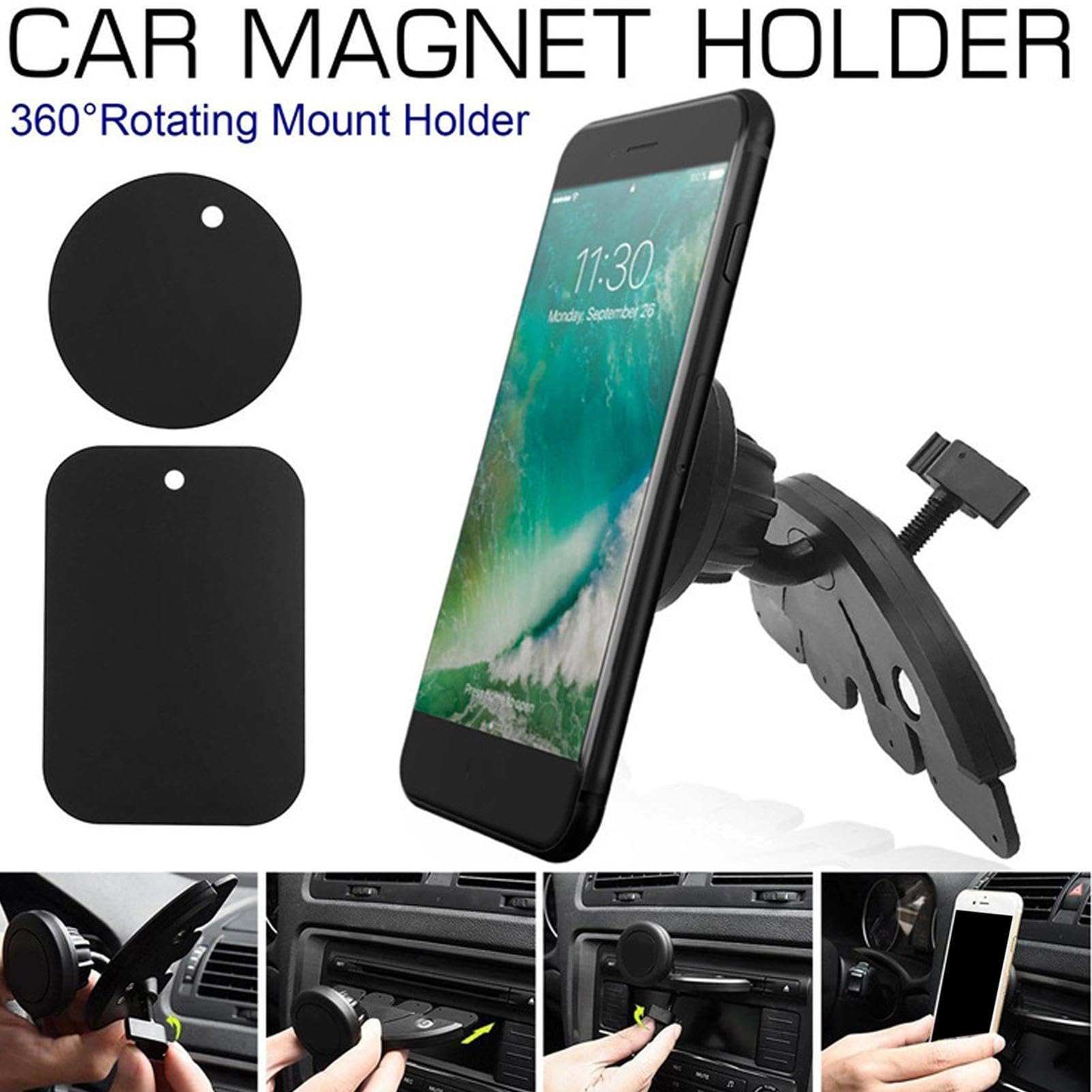 Soporte Magnético para Coche Móvil Soporte Giratorio para Smartphone | Base Navegador GPS De Coche Para Conductores Mujeres Viaje Diario Compartido Todoterrenos Autocaravanas Carretera