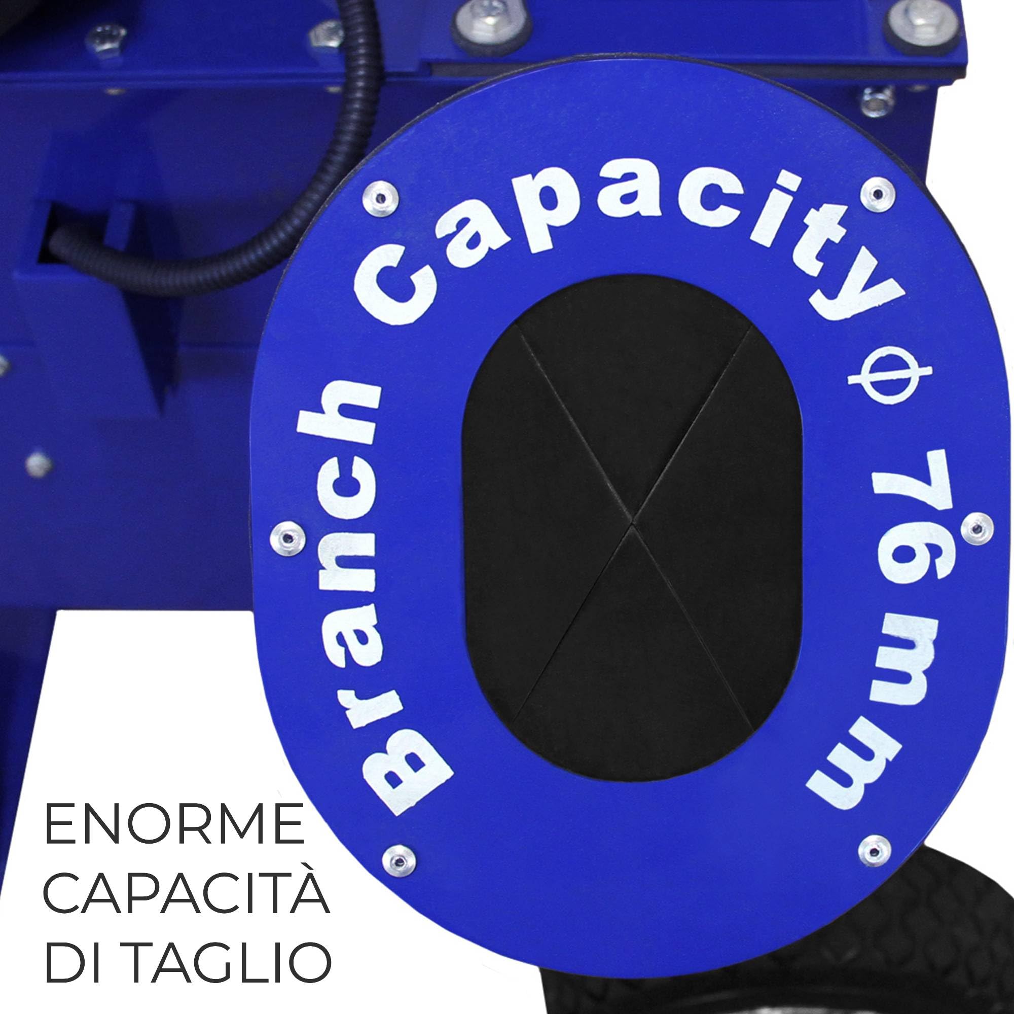 Cippatrice Professionale 7HP - Trituratore Ramaglie Potente 4 Tempi - Velocità Regolabile 3600 giri/min - Capacità di Taglio 76mm - Ruote e Maniglie per Facile Trasporto - DPI e Kit Attrezzi Inclusi