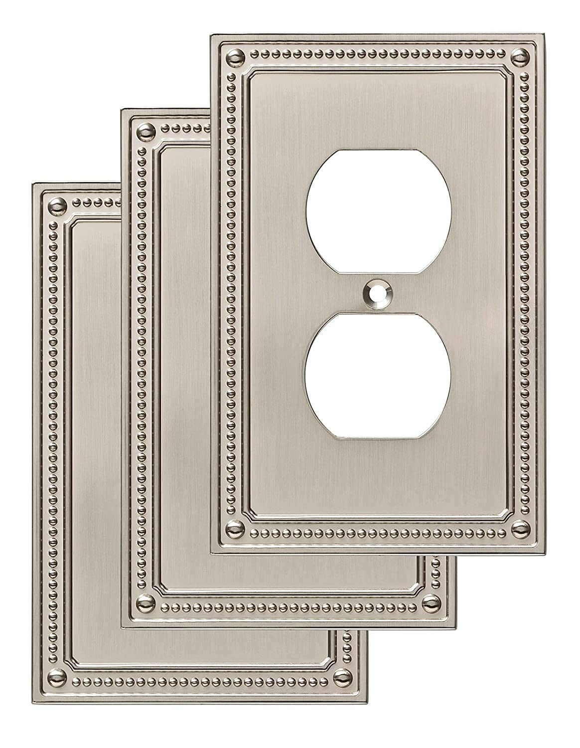 Franklin pirinç Classic inci çift yönlü/Switch Plaka/Kılıf, tek, Gümüş, W35059V-SN-C