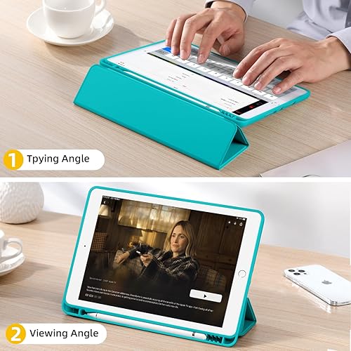 Miniatura 125 de Akkerds - Funda para iPad 10.2 2020, iPad 8ª generación/2019, iPad 7ª generación, con soporte para lápiz. Funda protectora premium con parte trasera