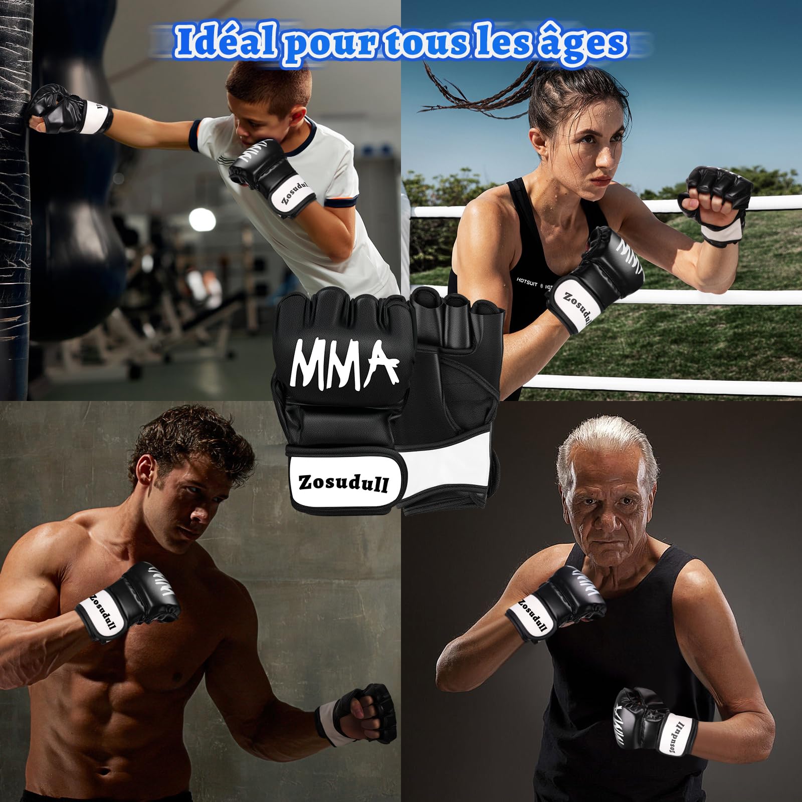 Gants De Boxe Pour Enfants - Cuir PU Renforcé, Rembourrage Triple Mousse, Velcro Long - Pour Boxe, Taekwondo, MMA, Entraînement