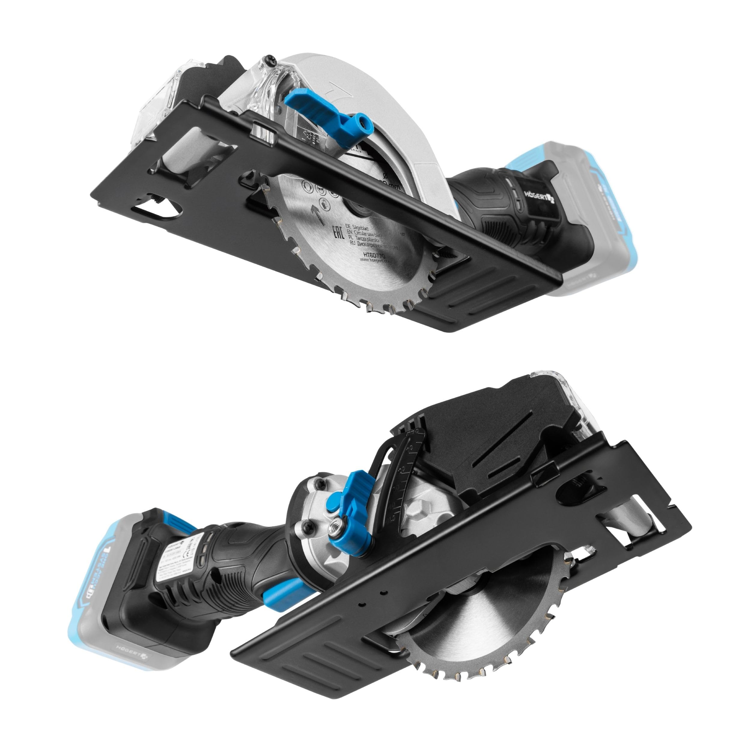 HÖGERT TECHNIK - bezszczotkowa akumulatorowa ręczna piła tarczowa 18 V mini piła tarczowa do metalu 120 mm 41,5 mm głębokość cięcia 4000 obr./min kompaktowa lekka aluminiowa osłona prowadnica