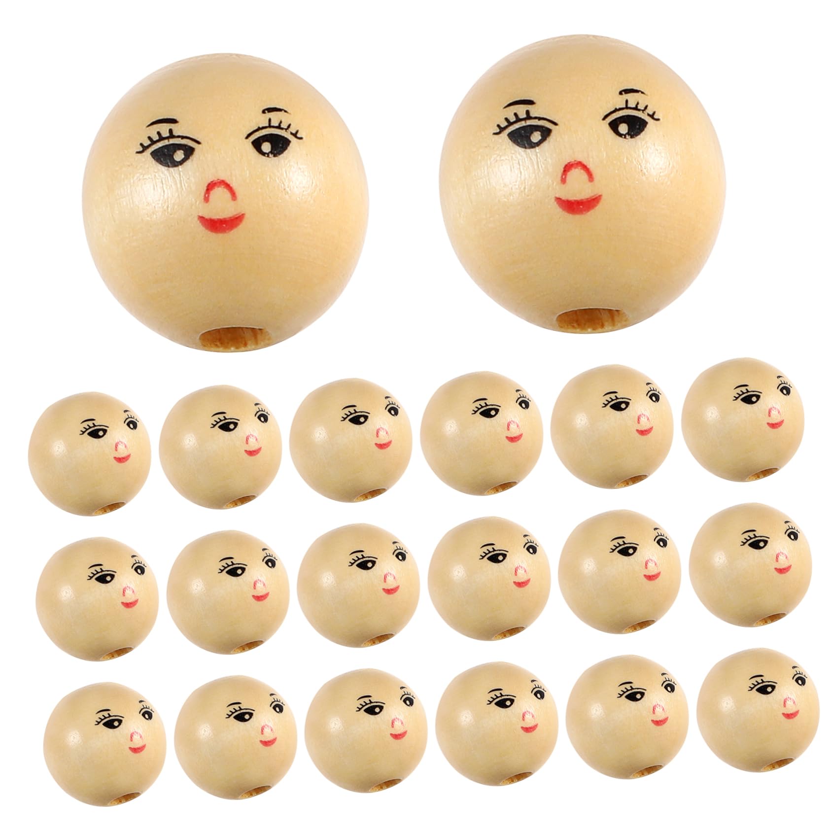 Cuentas Color Caqui Redondas 50 de Madera con Cara Sonriente Material Madera Natural para Manualidades Ideales para Hacer Pulseras y Artesanías DIY