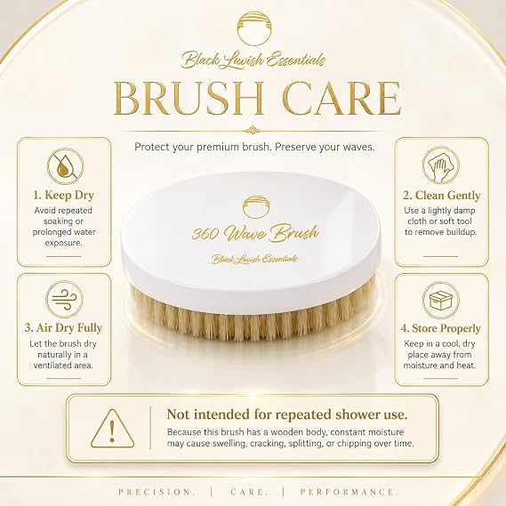 360 Wave Brush, Soft, Build Deeper Waves & Hard Boar Bristle, Curved Design, Black Lavish Essentials Signature (White, Soft Brush)