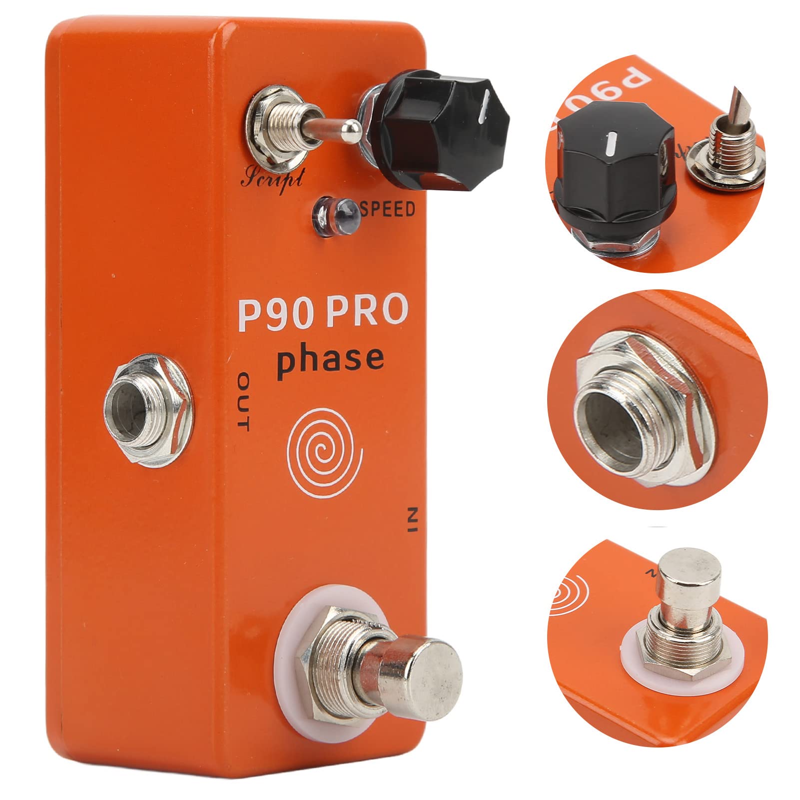 Manopola di Regolazione della Velocità in Metallo Effetto Fase Pedale Phaser per Chitarra Elettrica con SCRIPT Awitch con True Bypass Orange DC9V