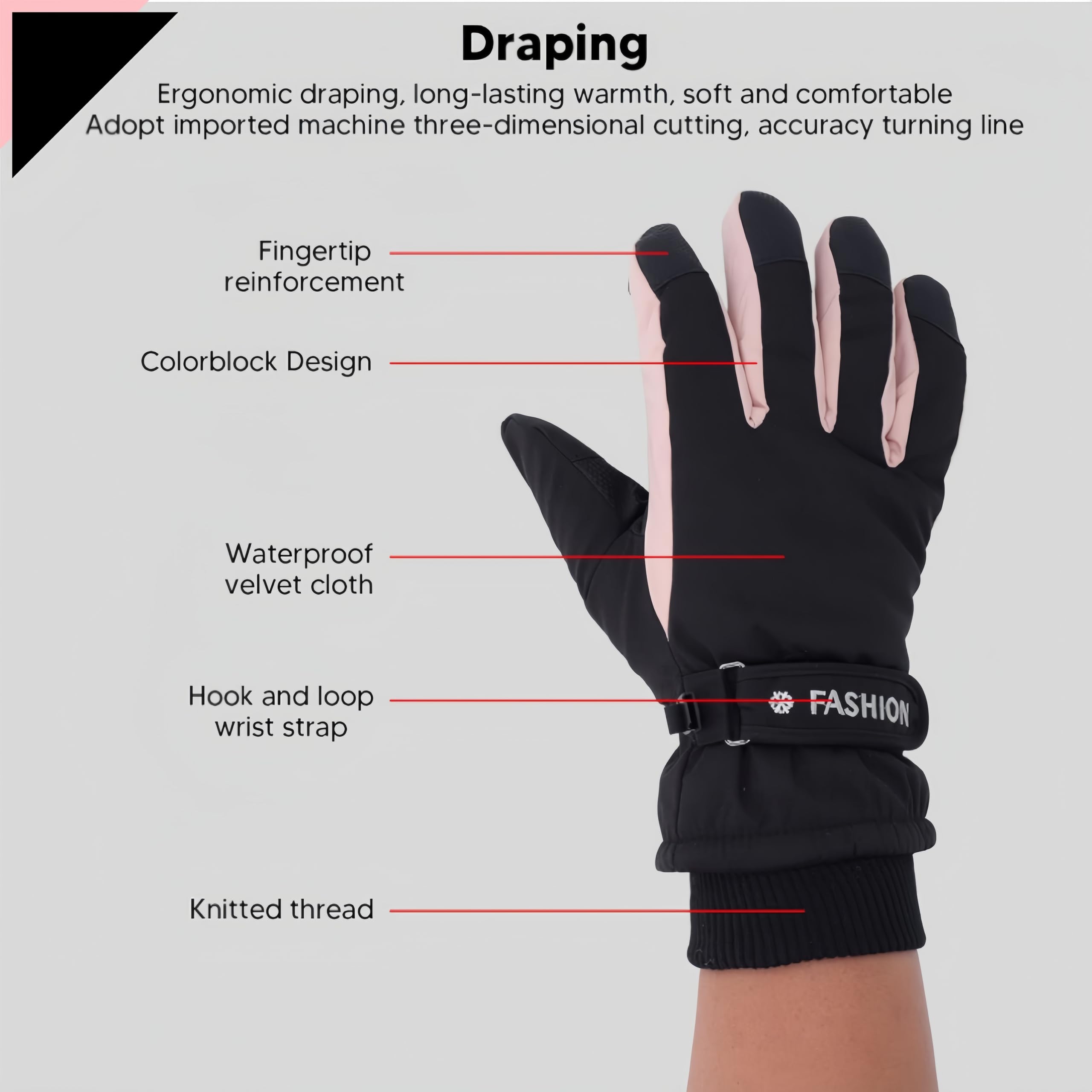 Guantes impermeables para pantalla táctil de invierno para mujer y hombre cálidos de esquí