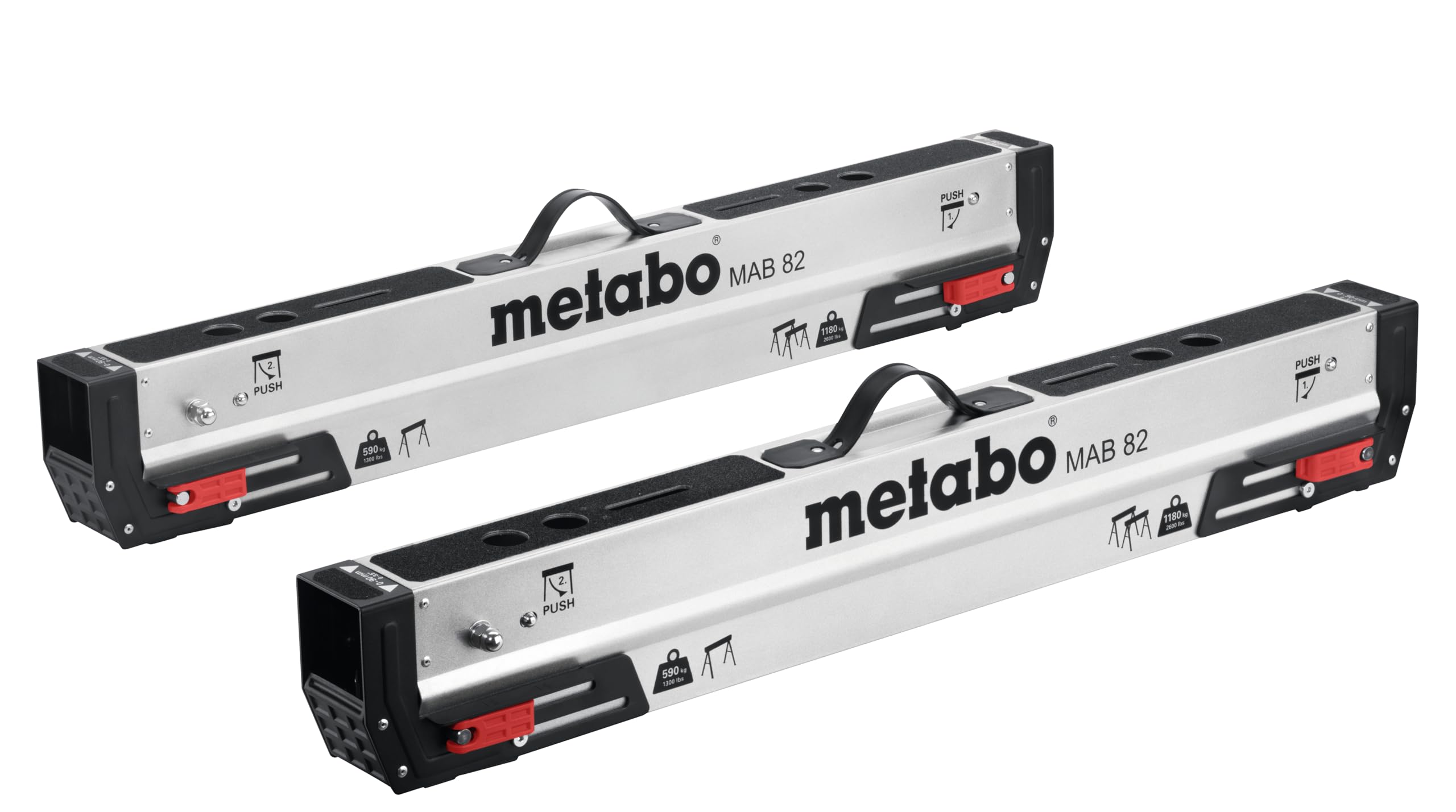 Metabo MAB 82 Cavalletto da lavoro compatto pieghevole con maniglia trasporto gambe regolabili superficie zincata