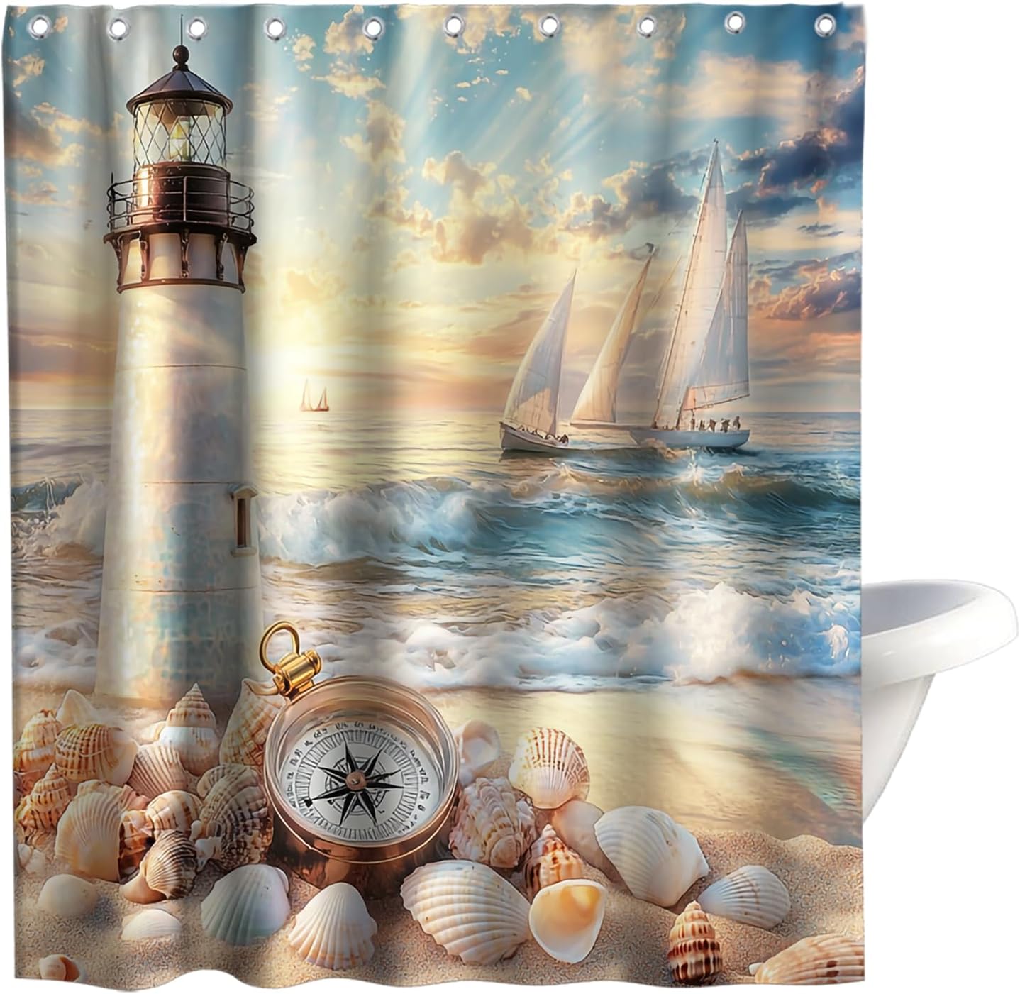 Nautical Sea Turtle Shower Curtain Black and White Ocean Kids Theme No Hook Waffle Weave Shower Curtain with Snap in Liner Polyester Fabric Bathroom Decor Set 72 W x 74 H Inch Grey