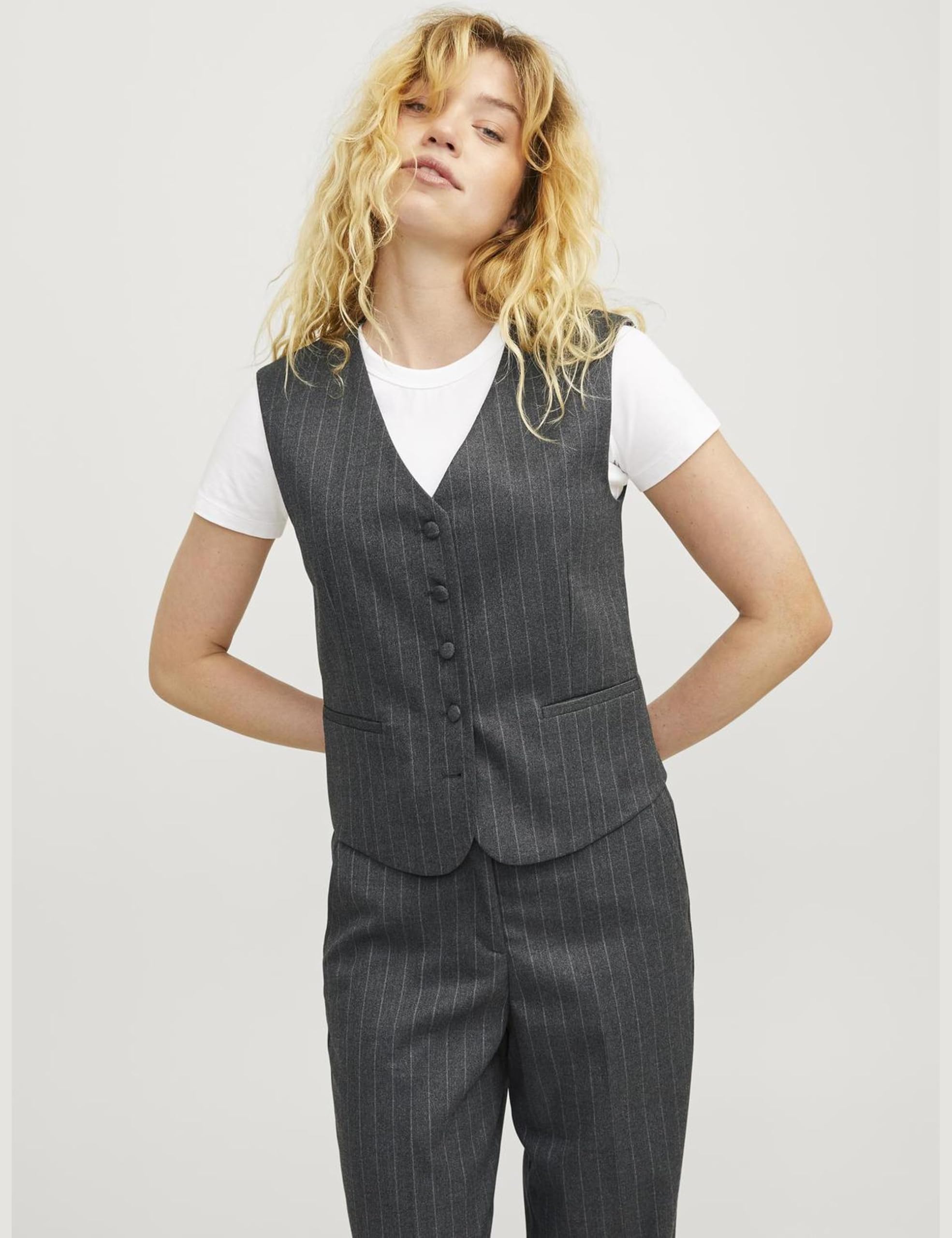 JACK & JONES Jxmary-Waistcoat Spazzolato Giubbotto Donna