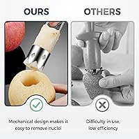 Vista 7 de Removedor de semillas de pimiento rojo, herramienta de descorazonado de frutas y verduras de acero inoxidable, 1 pieza