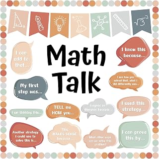 43 Pcs Math Talk Bulletin Board Set for Classroom Decorations, Boho | Educational Paper Cutouts with Conversation Prompts, Teacher Supplies for Elementary Classroom Wall, Back to School Setup