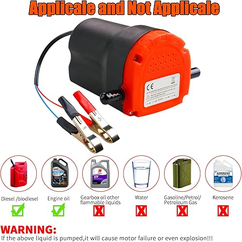 Miniatura 3 de PLUMIA Extractor de bomba de cambio de aceite de 12 V 80 W, bomba de transferencia de aceite de succión de líquido diésel mejorada con tubo, bomba