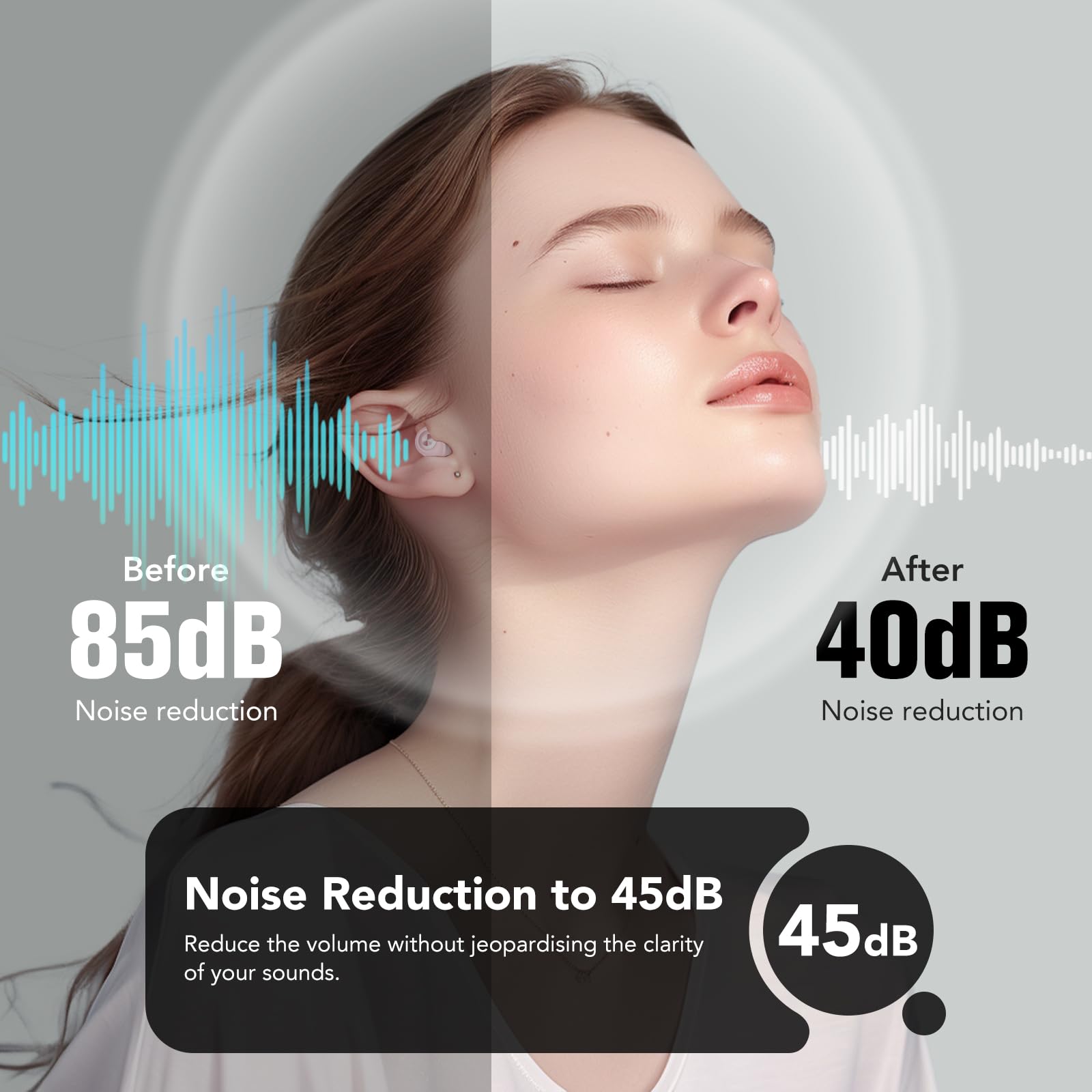 CASCHO Tappi Orecchie Dormire, Auricolari Riutilizzabili in Silicone Morbido Antirumore, Design Ergonomico Leggero con 45dB Isolamento, Sonno/Lavoro/Viaggio, 4 Misure (XS/S/M/L), Rosa peonia