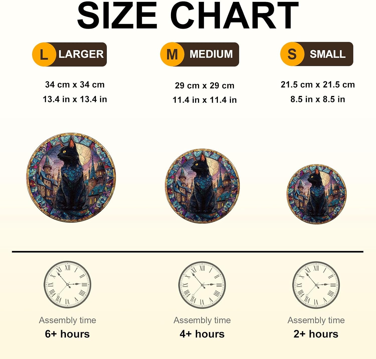 Wooden Puzzles for Adults, Wooden Castle Black Cat Puzzle, Wooden Jigsaw Puzzles for Adults, Birthday for Puzzle Lover (M - 11.4 × 11.4 in - 200 pcs)