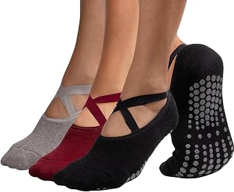 Elizabeth Mott Yoga Non-Slip Socks by Wira - No-Slip Grips Socks with Straps | Perfect for Yoga, Ballet, Barre Dance, Pilates