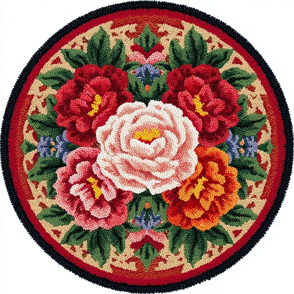AMBATTERY Latch Hook Rug Kit Latch Hook Kits for Adults,Peony Flowers