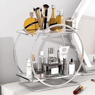 Makeup Perfume Organizer, Sliver 2-Tier Bathroom Counter Organizer