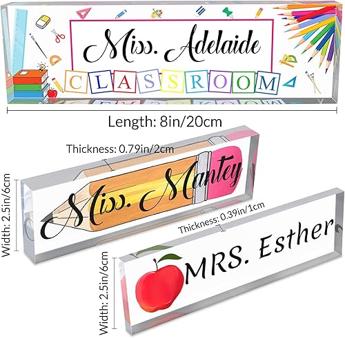 Miniatura 2 de Placas de nombre de escritorio de regalos para profesores para oficina, placa personalizada con nombre de maestro para escritorio, vidrio acrílico