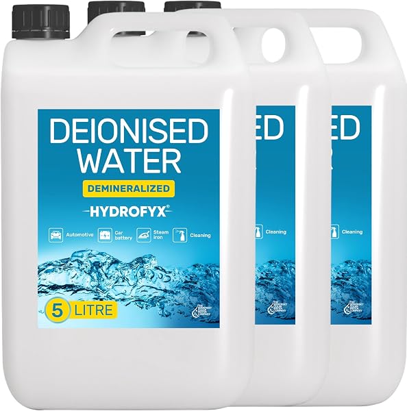 HYDROFYX 20L (4 x 5L) Deionised Water – Demineralised, Low Conductivity – Fast Dispatch – For Irons, Steam Cleaners, Car Batteries, Radiators & Cleaning - 1