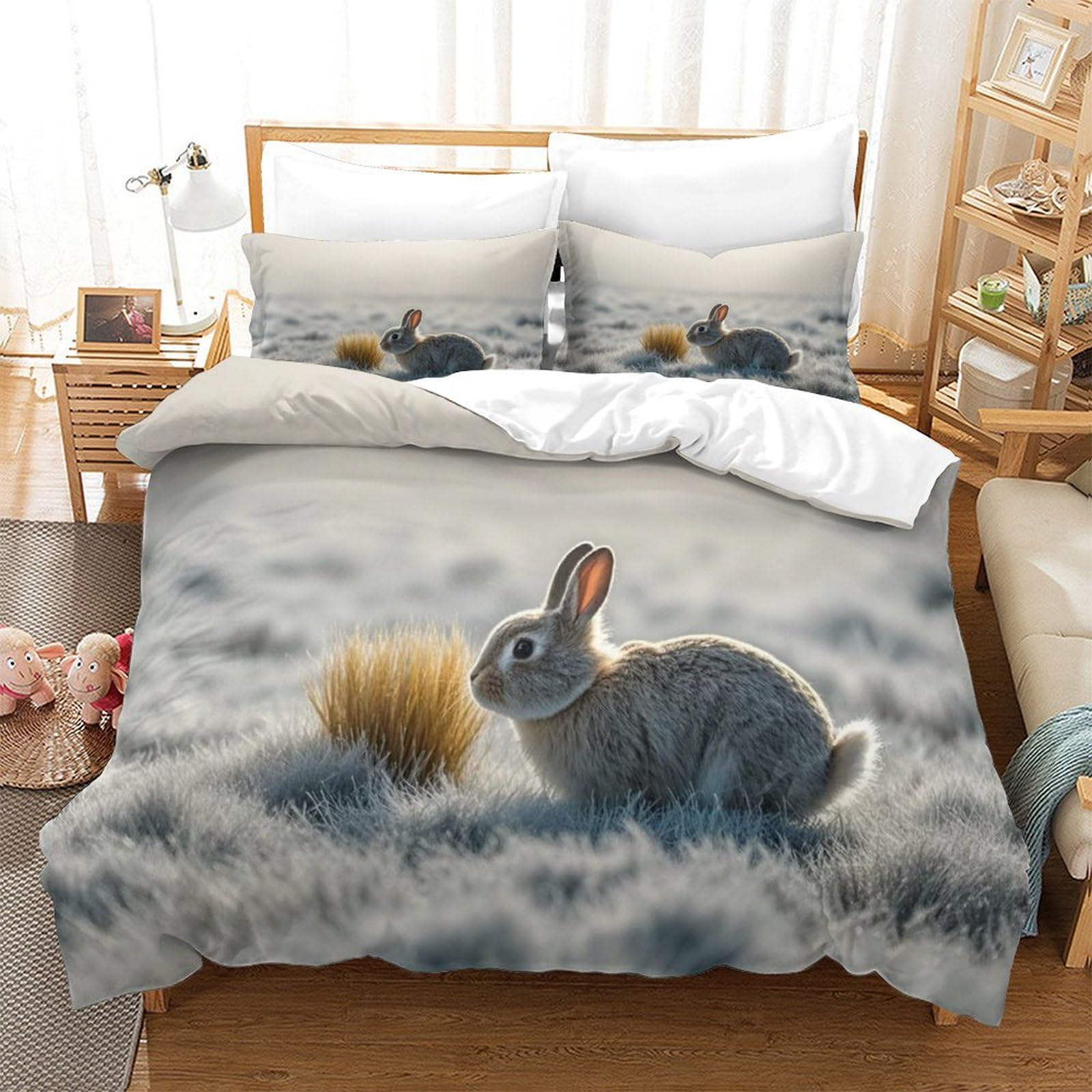 Parure de lit king de taille 220x240cm pour chambre parentale cocooning