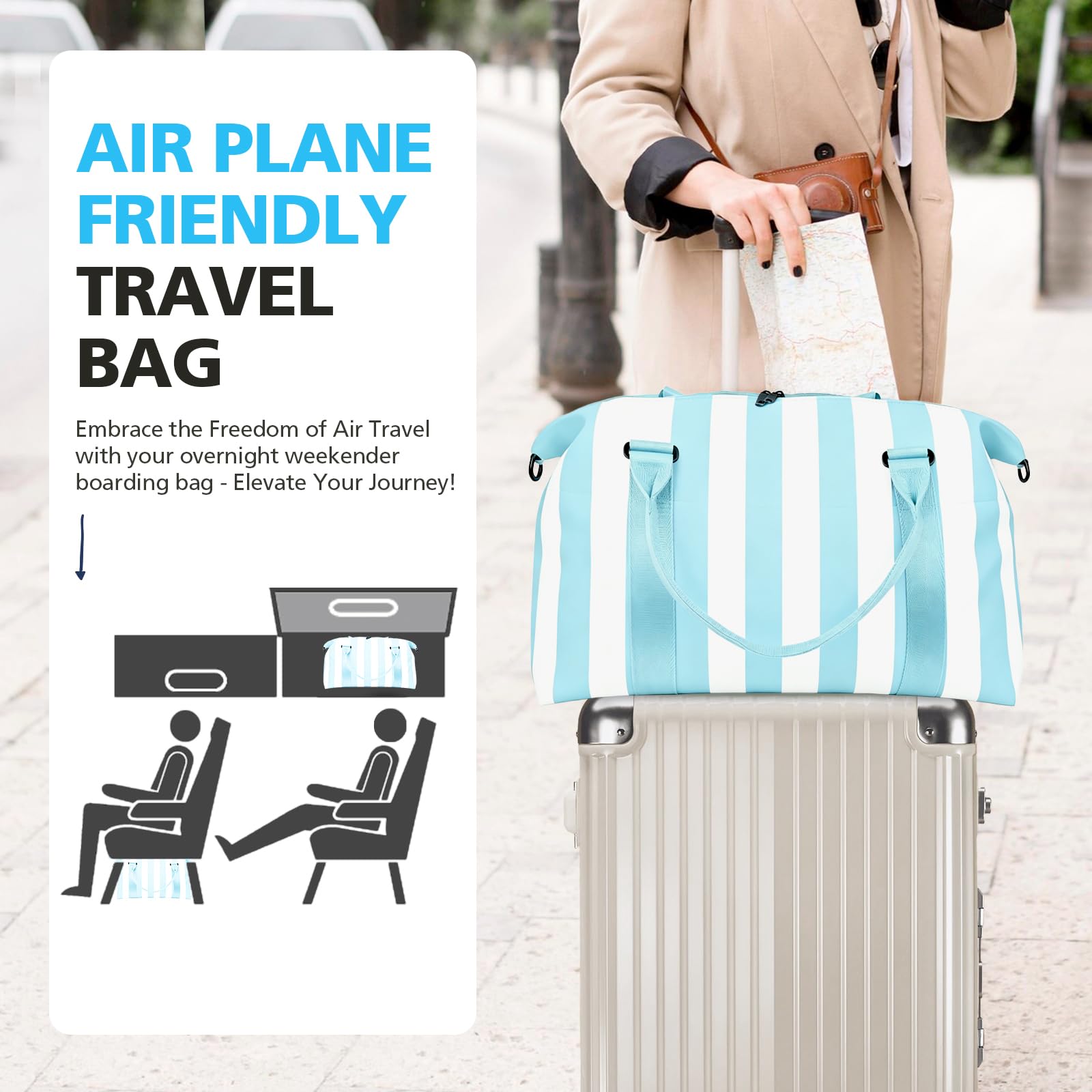 TOPBAG Travel Duffle Bag, Waterproof Weekender Carry On Tote Bags for Women, Sport Gym Bag for Men, Hospital Bag for Labor and Delivery, Overnight Luggage Bag with Trolley Sleeve view 2