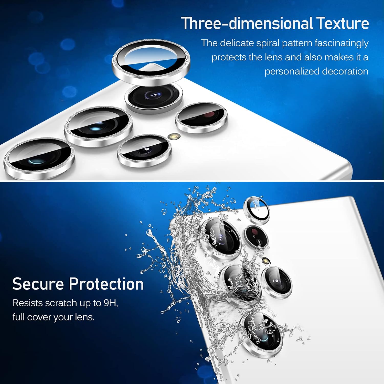 ivoler Camera Lens Protector for Samsung Galaxy S23 Ultra 6.8'' 5G (2023), Ultra-Thin Tempered Glass with Aluminum Edge,Scratch-Proof Alloy Camera Cover Protection Silver [Included Easy Removal Tool]