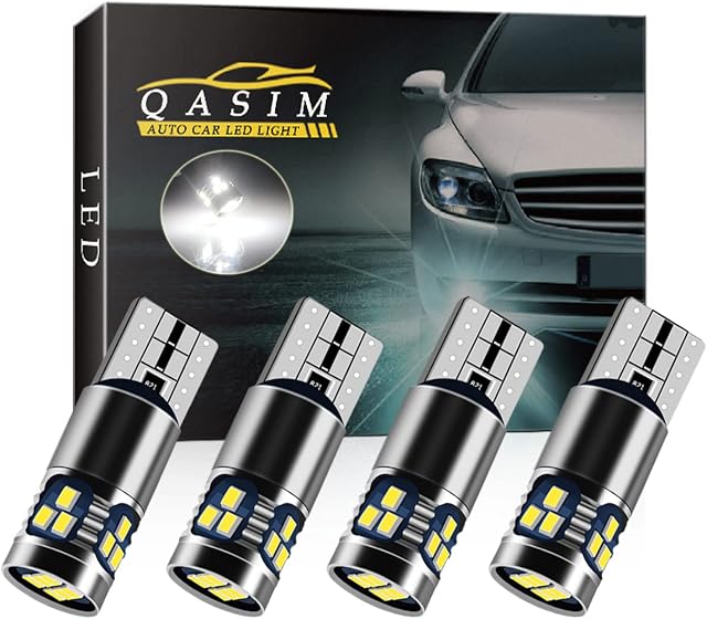 Qasim 4pcs T10 501 LED Bulbs White W5W 194 168 LED Canbus No Error 2016-18SMD 450 Lumens for Car Side Lights Interior Dome Map Door Courtesy Number Plate Lights