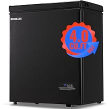 DEMULLER Mini Chest Freezer Top Open Door Small Freezer Deep Freezer with Removable Storage Basket for Home Kitchen Garage Black