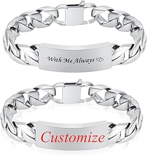 XSMZB Cremation Urn Bracelet for Human Ashes, Cuban Link Bracelet Cremation Jewelry for Ashes Urn Memorial Bangle for Men/Women (Customize)