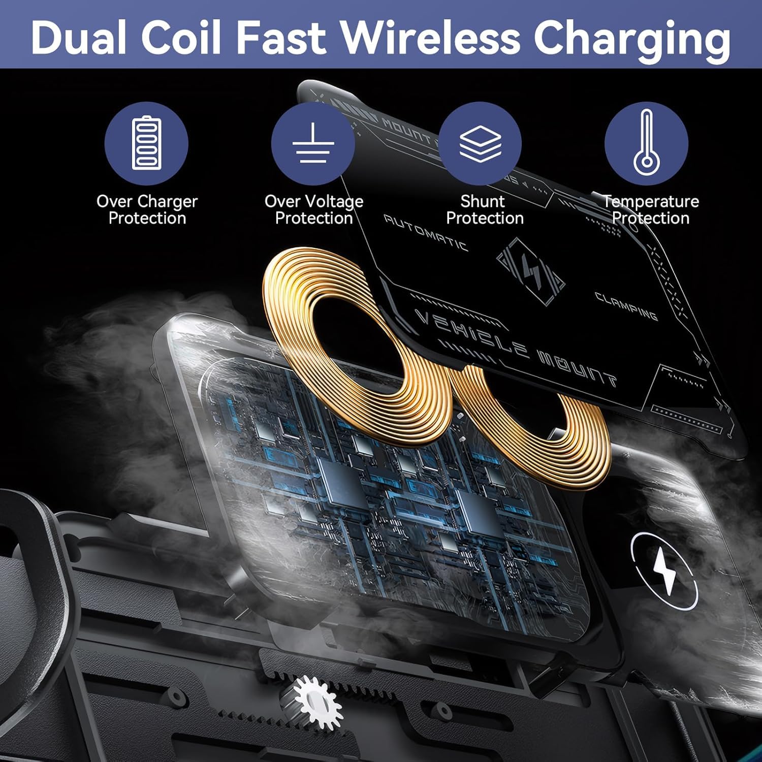 2 in 1 Supporto Smartphone Auto per Mercedes Benz B Class B180 B180d 2018-2022 2023 2024 2025 2026, con Ricarica Wireless, Ricarica Rapida 15W a Doppia Bobina con Rotazione Automatica 90°