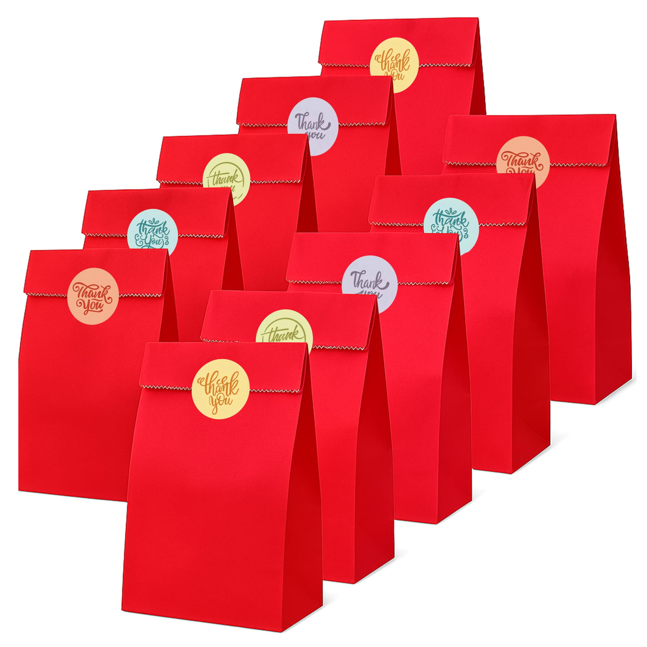 Thepaperbagstore 40 Red Paper Party Bags with Thanks Stickers