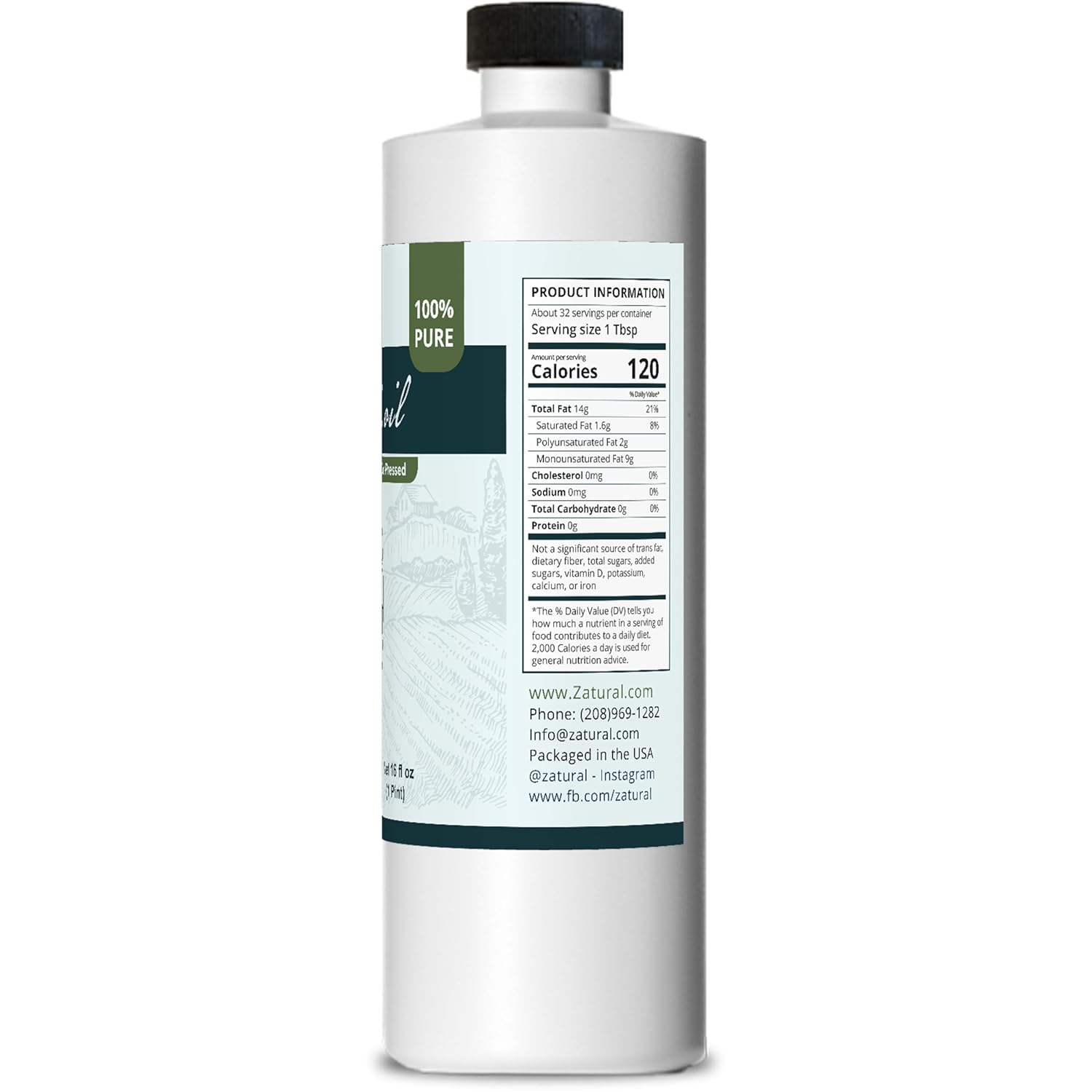 Zatural 100% Pure Cold Pressed Avocado Oil – Non-GMO Refined, High Smoke Point 500°F+, Perfect for Cooking Frying Baking Grilling, Dressings Sauces Marinades & Skincare Hair (16 fl oz) - Image 7