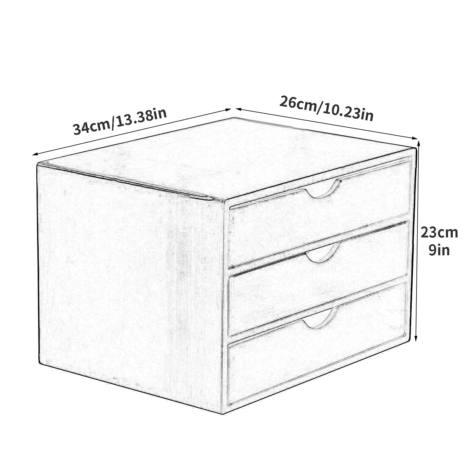 Organizer da scrivania in legno di pino con cassetto – schedario piatto A4 e scatola portaoggetti per documenti, forniture e cancelleria organizzazione