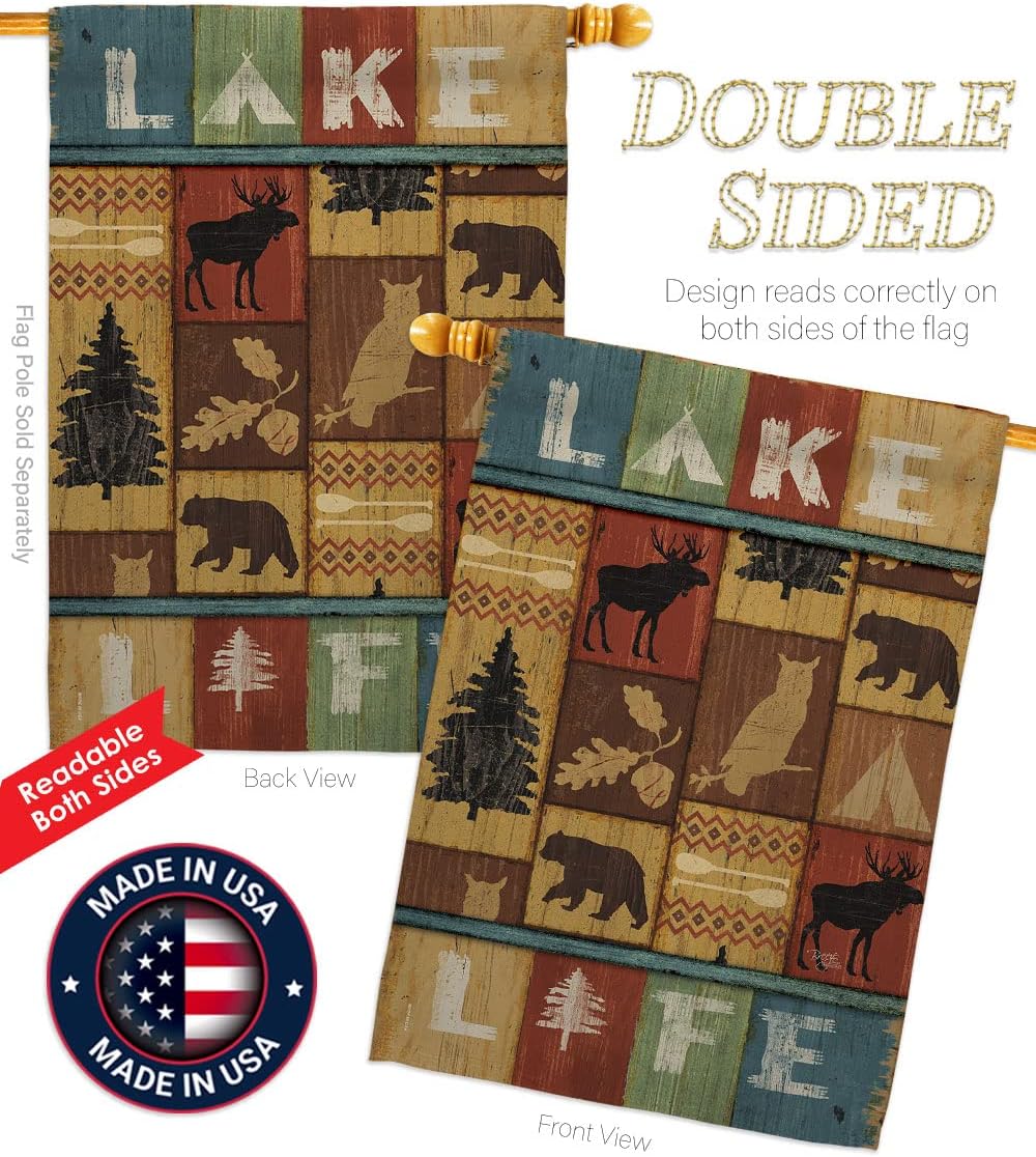 Breeze Decor OU-H-109055-IP Lake Life Decorative Vertical House Flag, 28" x 40", Multicolor