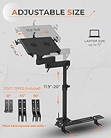Vista 3 de MELIPRON Soporte para laptop de camión para automóviles, furgonetas, vehículos, soporte de computadora sin taladros con altura ajustable, giro