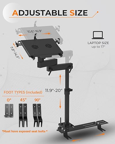 Miniatura 3 de MELIPRON Soporte para laptop para vehículo soporte resistente para laptop para camiones y furgonetas, ajustable con 2 ventiladores de refrigeración