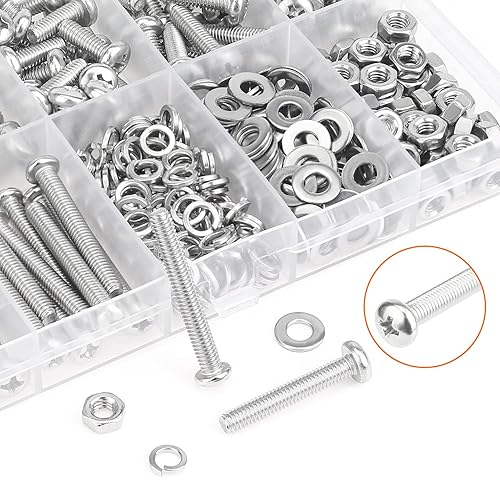 Miniatura 28 de 120 piezas M6 x 0.394 in /0.472 in /0.630 in /0.787 in /0.984 in /1.181 in /1.378 in, cabeza hexagonal, tornillos, arandelas, tuercas, kit