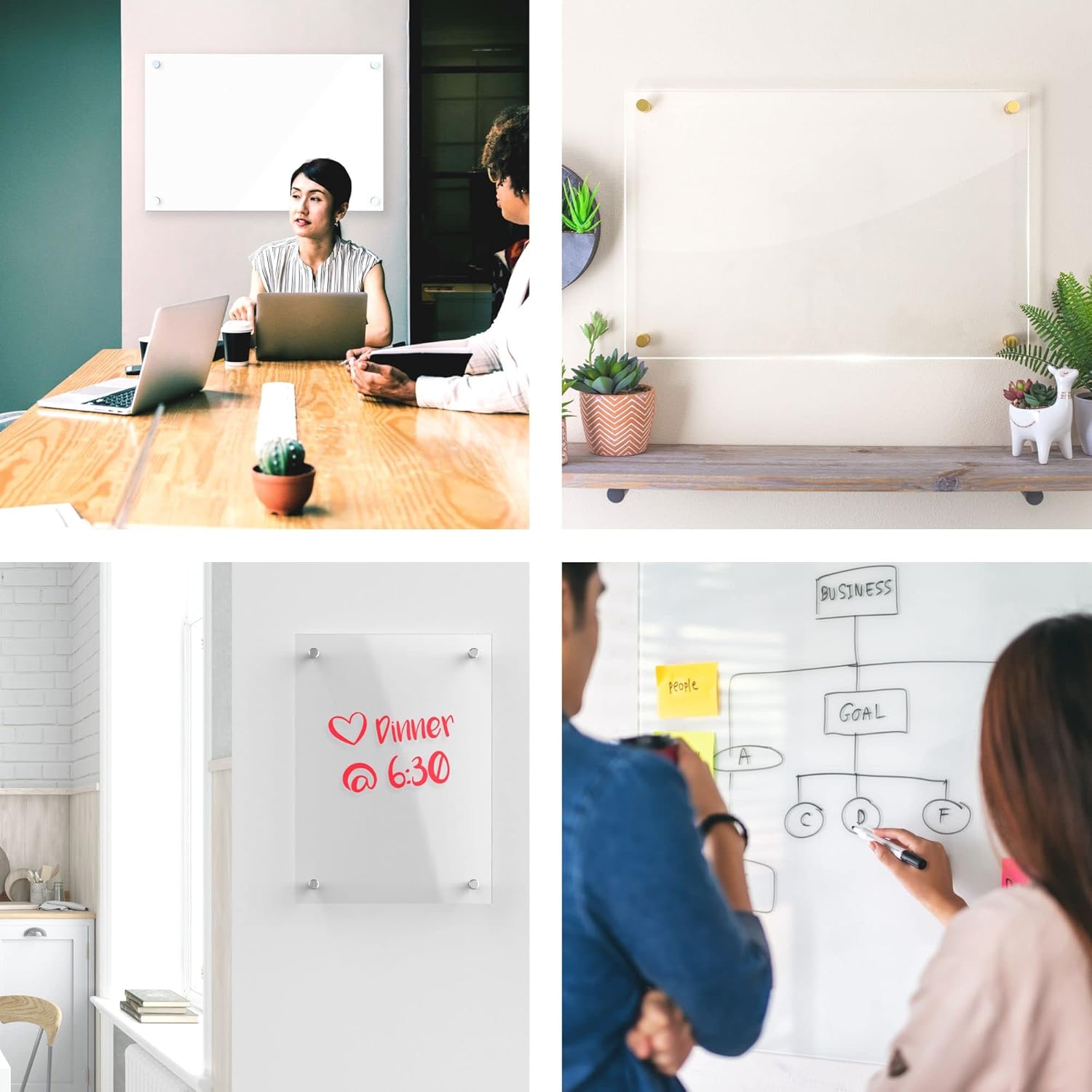 Custom Acrylic Dry Erase Board for Wall with Professional and Stylish Border - Shipped Next Day, Made in USA, Non-Magnetic Whiteboard, Wall Mounted Board, Easy to Clean (White - 12x18)