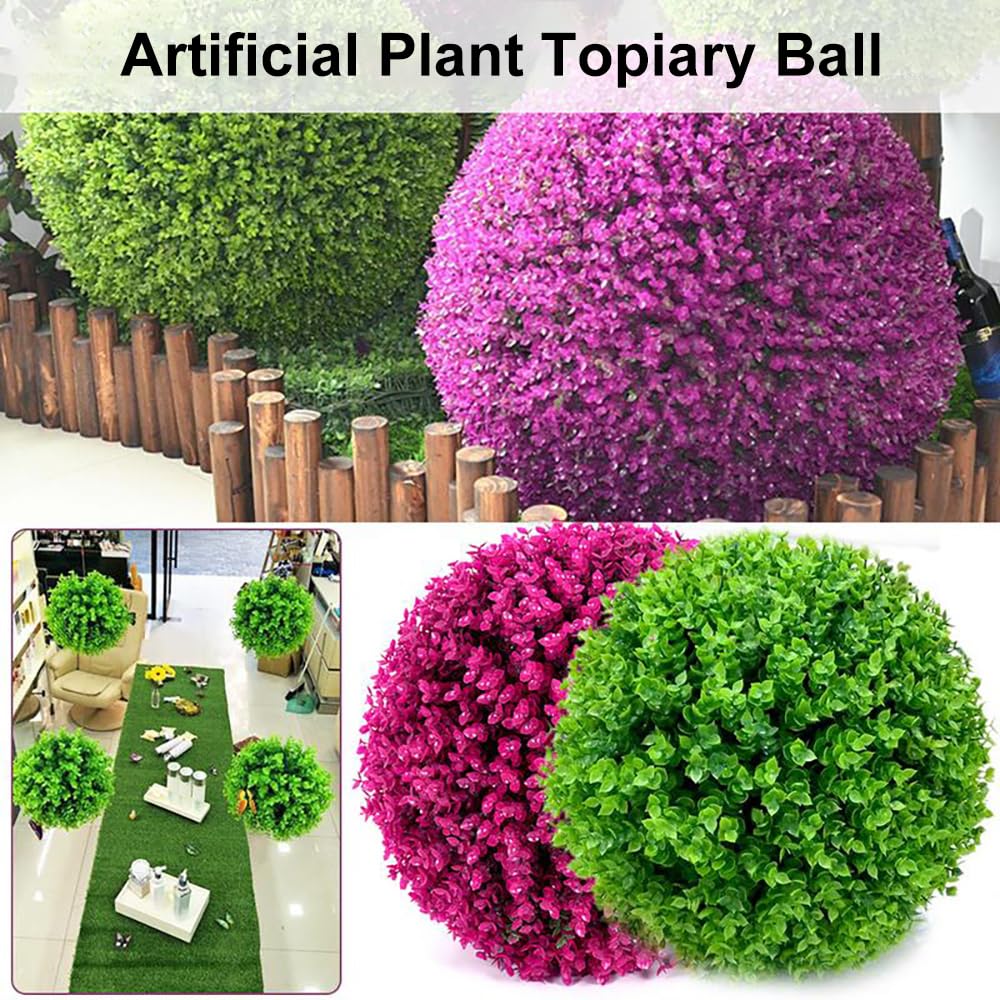 Sztuczna kula roślinna topiary, sztuczne bukszpan, dekoracyjne kule topiary, fioletowy liść eukaliptusa, dekoracyjna kula do ogrodu, podwórka, balkonu, dekoracja ślubna (rozmiar: 40 cm)