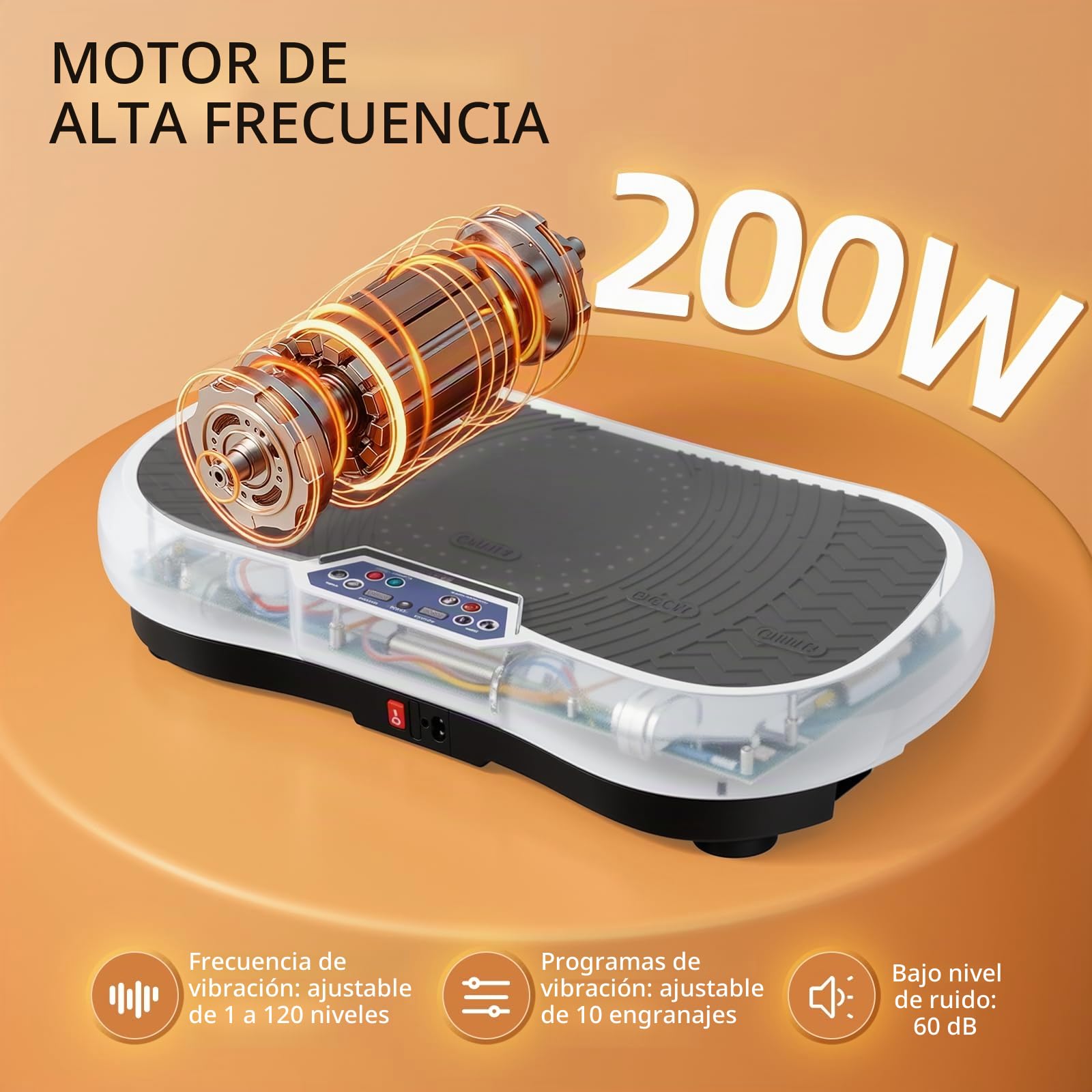 TLGREEN Plataforma vibratoria con Motor Ultra silencioso, 120 Niveles + 10 programas de Entrenamiento, con Mando a Distancia, Bandas de Entrenamiento