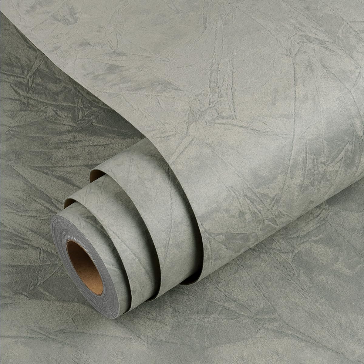 YENHOME Gray Velvet Soft Wallpaper Self Adhesive Peel and Stick Wallpaper for Living Room Bedroom Self Adhesive Grey Velvet Flocking Liner for Drawer Dresser Jewelry Boxes Decoration 40x200cm