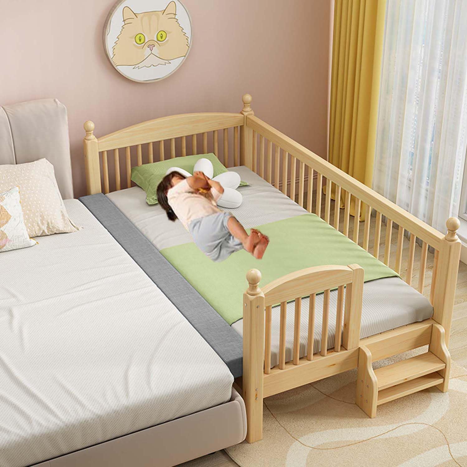 Adjuble Bettumrandung für Kinder und Kinderbett – weicher Kopfteilschutz mit abnehmbarem Bezug, Doppel-/King-Size-Größe, sicherer Cush füllt Lücken zwischen Wand und Kopfteil.