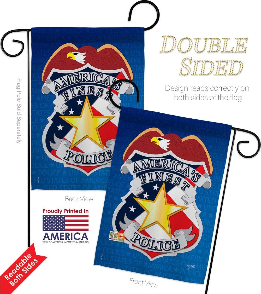 Police Garden Flags Pack First Responders Cop Law Enforcement Sheriff Officer Blue Line Support USA Applique Small Decorative Gift Yard House Banner Double-Sided Made In 13 X 18.5