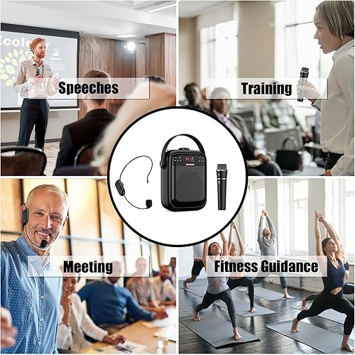 Miniatura 6 de ZOWEETEK Amplificador de voz inalámbrico, micrófonos de mano y auriculares para profesores, micrófono amplificador de voz, megáfono portátil